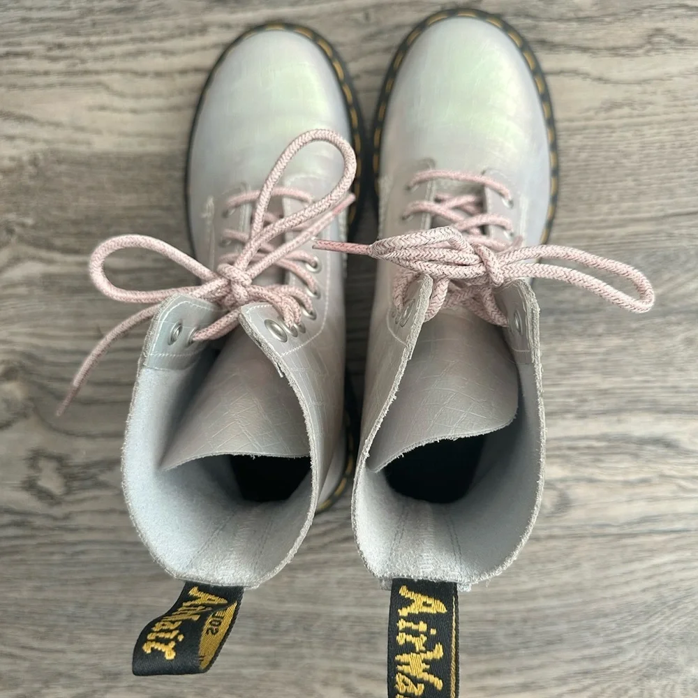Rare Doc Dr Marten Pink Iridescent Crock Pascal 1460 Lace Up Boots 7 Womens - Picture 5 of 10